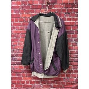 Current Seen Reversible Jacket Purple Black Gray Waffle Knit One Size